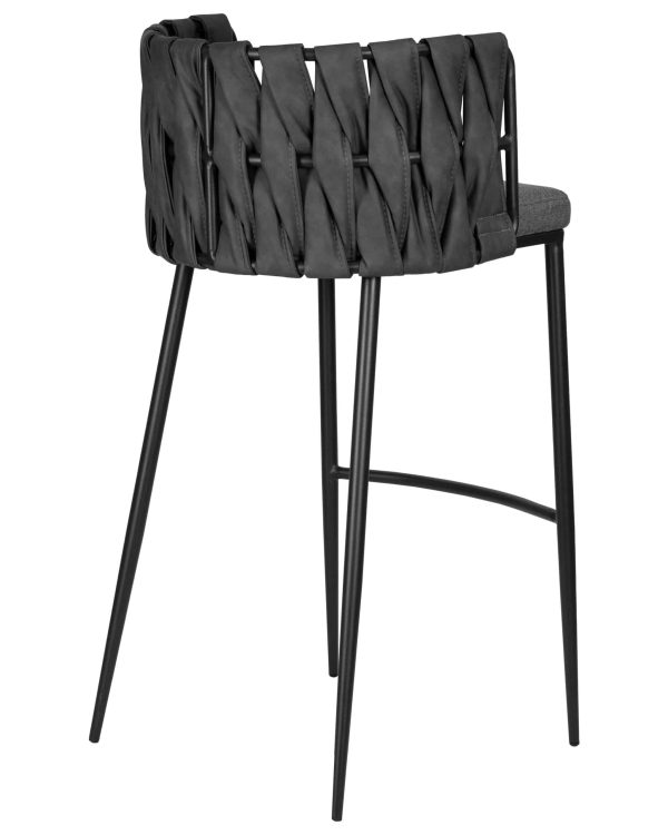 Набор 4 шт Стул барный DOBRIN AMELIA, серая ткань (F-48), темно-серый винтажный PU (MF-12) — изображение 5