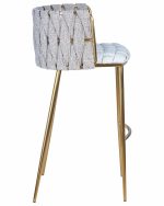 Набор 4 шт Стул барный DOBRIN EMMA GOLD, белый PU (T-01), белая ткань (F-49) — изображение 4