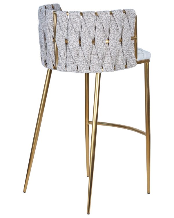 Набор 4 шт Стул барный DOBRIN EMMA GOLD, белый PU (T-01), белая ткань (F-49) — изображение 5