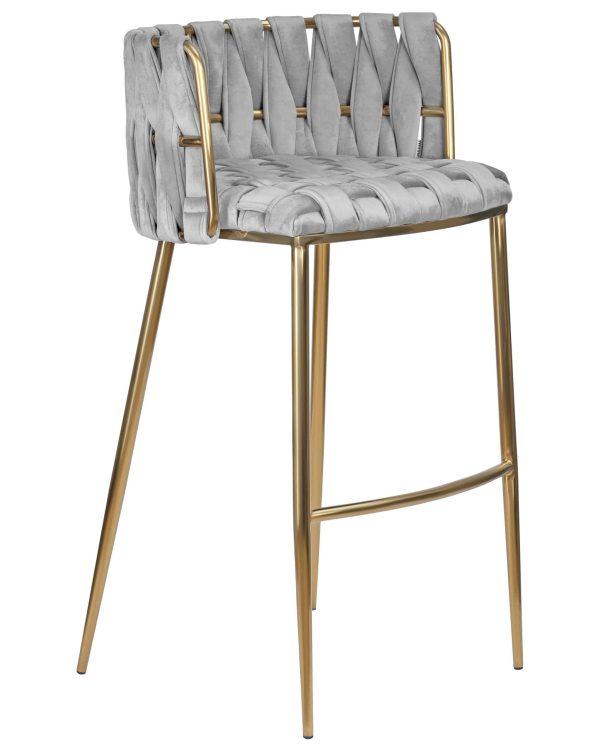Набор 4 шт Стул барный DOBRIN EMMA GOLD, светло-серый велюр (135-37) — изображение 3