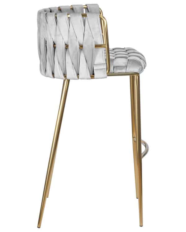 Набор 4 шт Стул барный DOBRIN EMMA GOLD, светло-серый велюр (135-37) — изображение 4