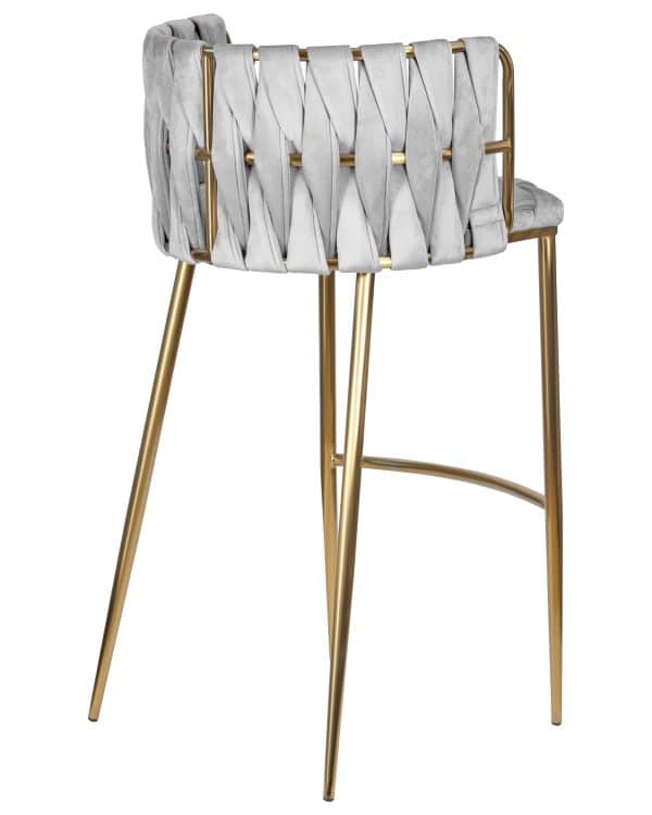Набор 4 шт Стул барный DOBRIN EMMA GOLD, светло-серый велюр (135-37) — изображение 5