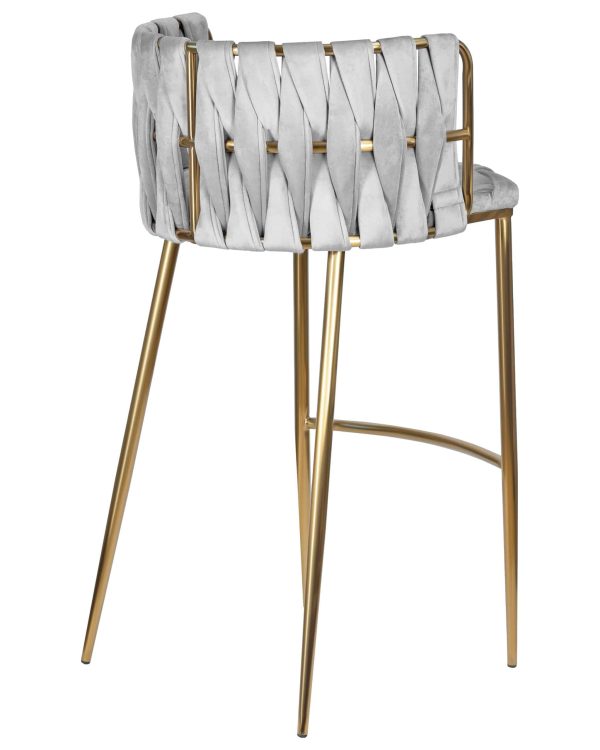 Набор 4 шт Стул барный DOBRIN EMMA GOLD, светло-серый велюр (135-37) — изображение 5