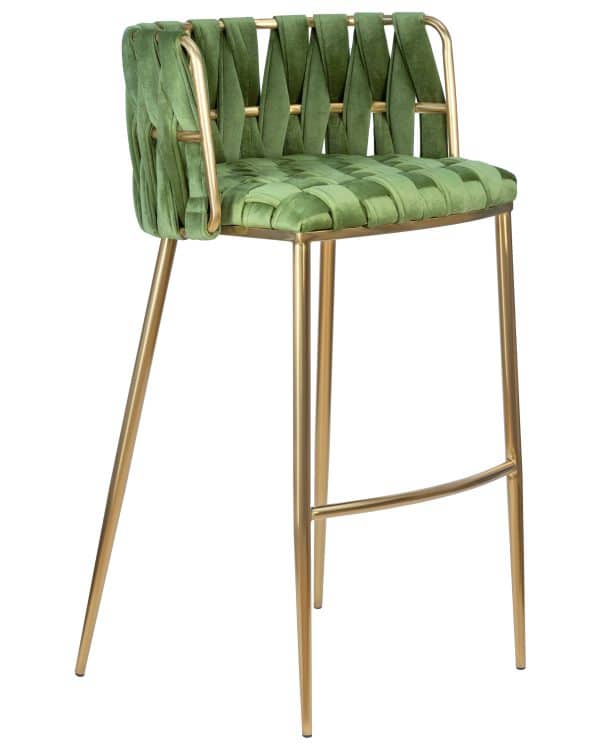 Набор 4 шт Стул барный DOBRIN EMMA GOLD, зеленый велюр (VF-08) — изображение 3