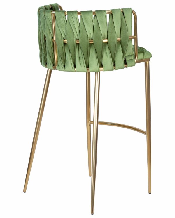 Набор 4 шт Стул барный DOBRIN EMMA GOLD, зеленый велюр (VF-08) — изображение 5