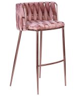 Набор 4 шт Стул барный DOBRIN EMMA ROSE GOLD, розовый велюр (VF-10) — изображение 3