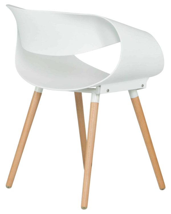 Набор 4 шт Стул обеденный DOBRIN ALIEN, ножки светлый бук, цвет белый (W-02) — изображение 4