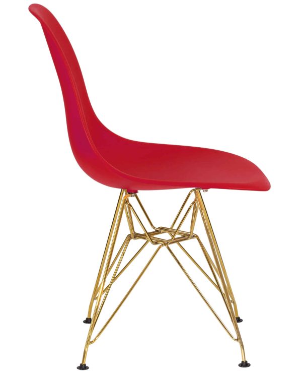 Набор 4 шт Стул обеденный DOBRIN DSR, ножки золотые, цвет красный (R-02) — изображение 4