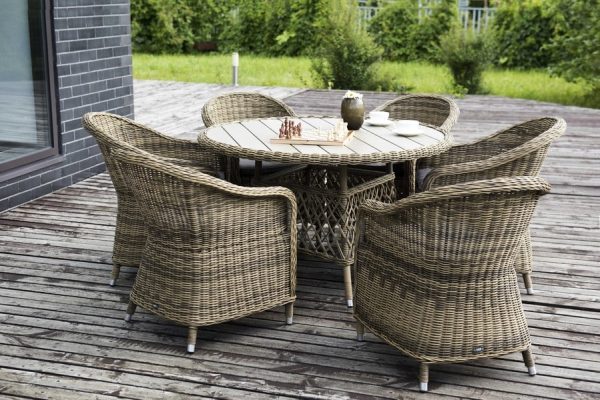 "Равенна" плетеное кресло из искусственного ротанга, цвет соломенный — изображение 4