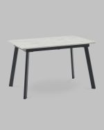 Стол Batu new 120-160/80/76 столешница ЛМДФ ароза светлая подстолье металл черный — изображение 2