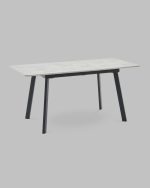 Стол Batu new 120-160/80/76 столешница ЛМДФ ароза светлая подстолье металл черный — изображение 3