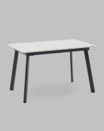 Стол Batu new 120-160/80/76 столешница ЛМДФ азул оникс подстолье металл черный — изображение 2