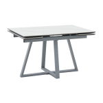 Стол Керас 120-180/80/75 столешница МДФ16/керамика Snow white подстолье металл серый