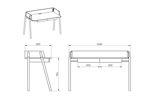 Стол письменный Basic 140*60 см (натуральный дуб, серый твид) — изображение 4