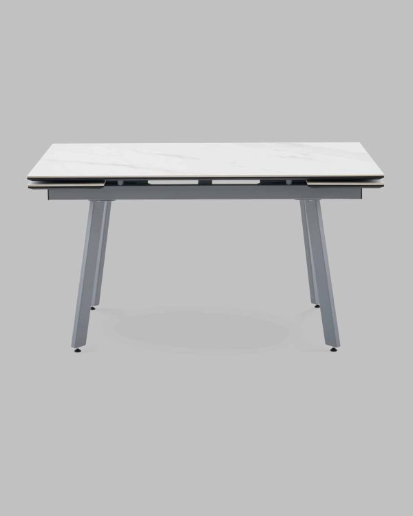 Стол Тайл 140-200/85/75 столешница Snow white подстолье металл серый — изображение 3