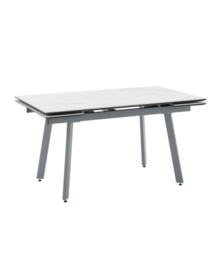 Стол Тайл 140-200/85/75 столешница Snow white подстолье металл серый