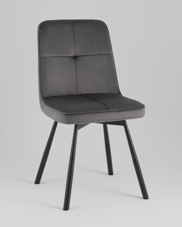 Стул Boun вращающийся велюр темно-серый 2 шт. — изображение 3