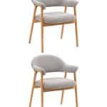 Стул обеденный Tavu с деревянными ножками серый 2 шт.