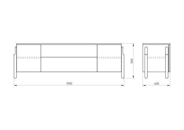 Тумба Basic 2 двери 2 ящика ширина 170 см (натуральный дуб) — изображение 3