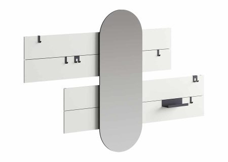 Вешалка Stripe L горизонтальная с зеркалом 60*160 см (белый)