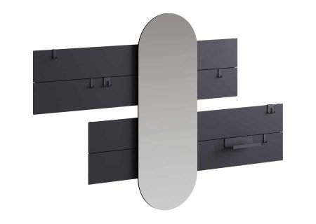 Вешалка Stripe L горизонтальная с зеркалом 60*160 см (черный)