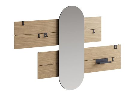 Вешалка Stripe L горизонтальная с зеркалом 60*160 см (натуральный дуб)