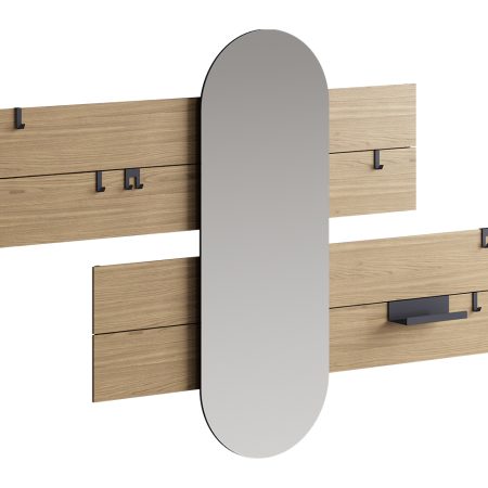 Вешалка Stripe L горизонтальная с зеркалом 60*160 см (натуральный дуб)
