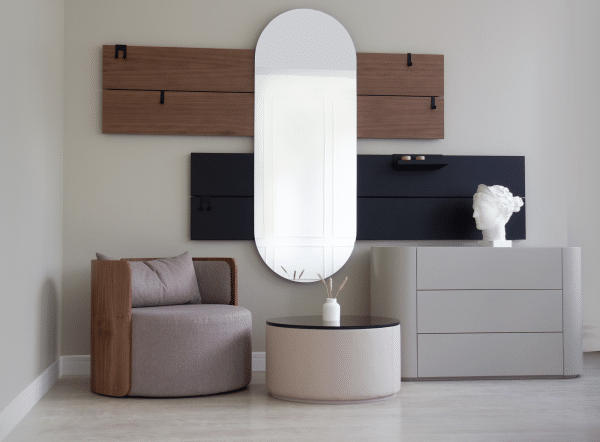 Вешалка Stripe L горизонтальная с зеркалом 60*160 см (орех, черный) — изображение 3