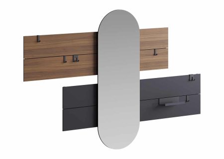 Вешалка Stripe L горизонтальная с зеркалом 60*160 см (орех