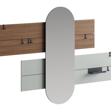 Вешалка Stripe L горизонтальная с зеркалом 60*160 см (орех