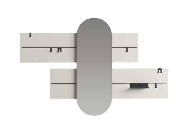 Вешалка Stripe L горизонтальная с зеркалом 60*160 см (серо-бежевый) — изображение 2