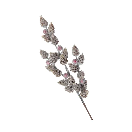 Ветка декоративная заснеженная с шишками и ягодами