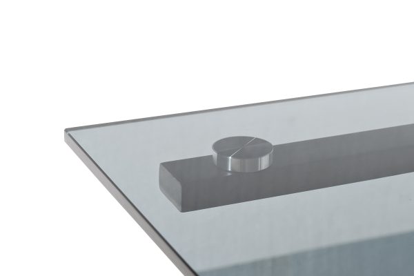 57EL-11011 Стол журнальный приставной серый, стекло тонированное 50*50*50см — изображение 3