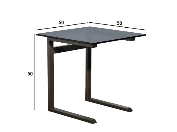 57EL-11011 Стол журнальный приставной серый, стекло тонированное 50*50*50см — изображение 5