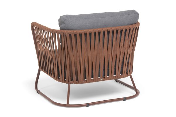 "Багамы" кресло плетеное из роупа, каркас алюминий коричневый (RAL8016) муар, роуп BZ23-ED31, ткань темно-серая 027 — изображение 5