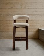 Барный стул Granite из бежевой синели и ясеня с отделкой орех 75 см — изображение 2