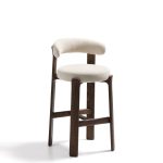 Барный стул Granite из бежевой синели и ясеня с отделкой орех 75 см