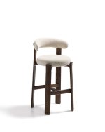 Барный стул Granite из бежевой синели и ясеня с отделкой орех 75 см