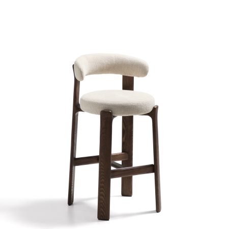 Барный стул Granite из бежевой синели и ясеня с отделкой орех 75 см