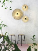 Бра Laos натуральная соломка 30 cm + цоколь 5 cm золотой металл — изображение 3