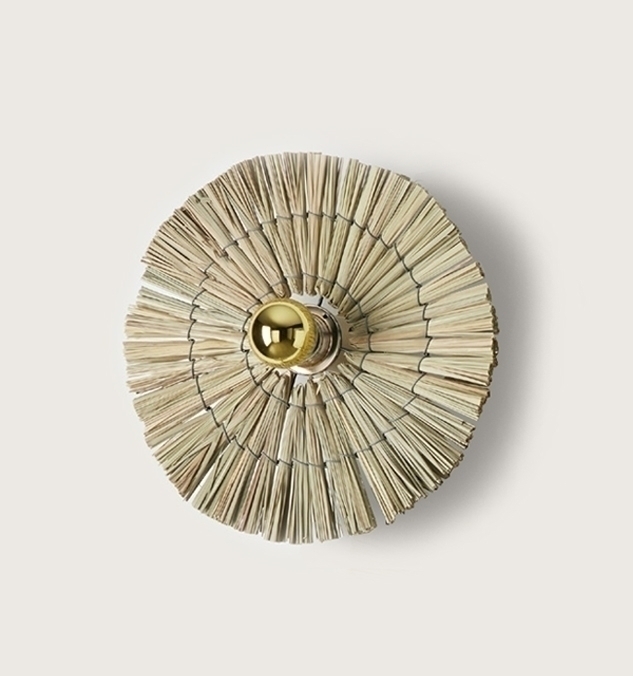 Бра Laos натуральная соломка 30 cm + цоколь 5 cm золотой металл Бра Laos натуральная соломка 30 cm + цоколь 5 cm золотой металл