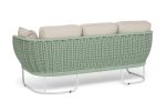 "Фиджи" диван 3-местный плетеный из роупа, каркас алюминий светло-серый (RAL7035) муар, роуп зеленый (4204) круглый tex, ткань Mossle бежевая — изображение 5