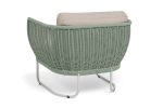 "Фиджи" кресло плетеное из роупа, каркас алюминий светло-серый (RAL7035) муар, роуп зеленый (4204) круглый tex, ткань Mossle бежевая — изображение 5