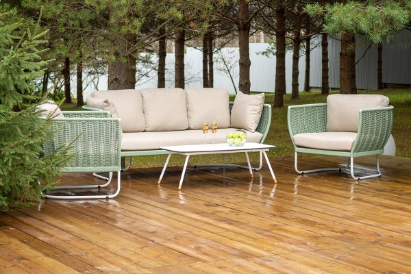 "Фиджи" лаунж-зона 5-местная плетеная из роупа (веревки), каркас алюминиевый светло-серый, роуп зеленый (4204) — изображение 4