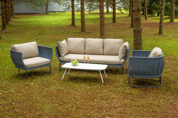 "Фиджи" лаунж-зона 5-местная плетеная из роупа (веревки), каркас алюминиевый темно-серый, роуп синий (KT18-014) — изображение 4