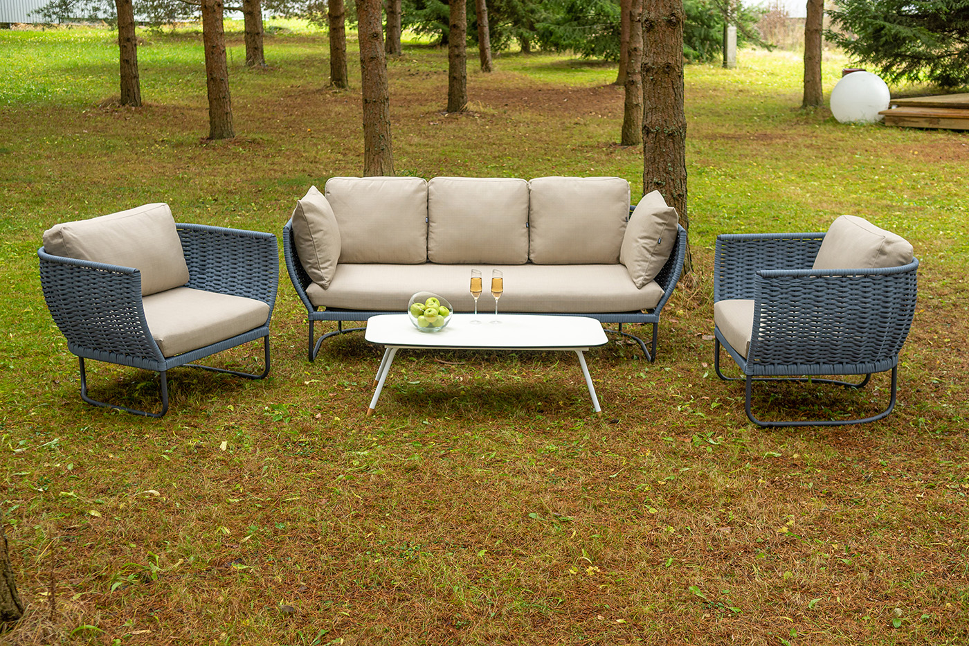 "Фиджи" лаунж-зона 5-местная плетеная из роупа (веревки) "Фиджи" лаунж-зона 5-местная плетеная из роупа (веревки)