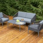 "Канны" лаунж-зона 4-местная из роупа со столиком "Диего" цвета "серый гранит"