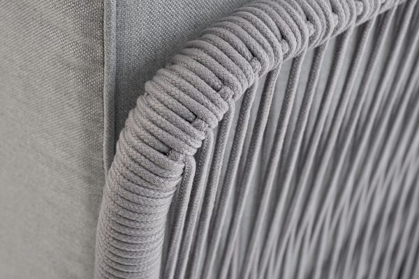 "Канны" угловой модуль плетеный из роупа, каркас алюминий белый шагрень, роуп светло-серый круглый, ткань светло-серая — изображение 5