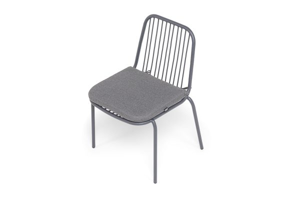 "Кастелло" стул плетеный из роупа, каркас из стали темно-серый (RAL7024) муар, ткань темно-серая 027 — изображение 4