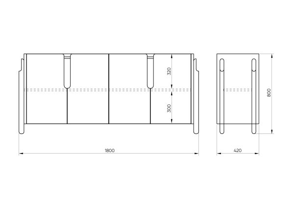 Комод Basic 4 двери ширина 180 см (черный) — изображение 3